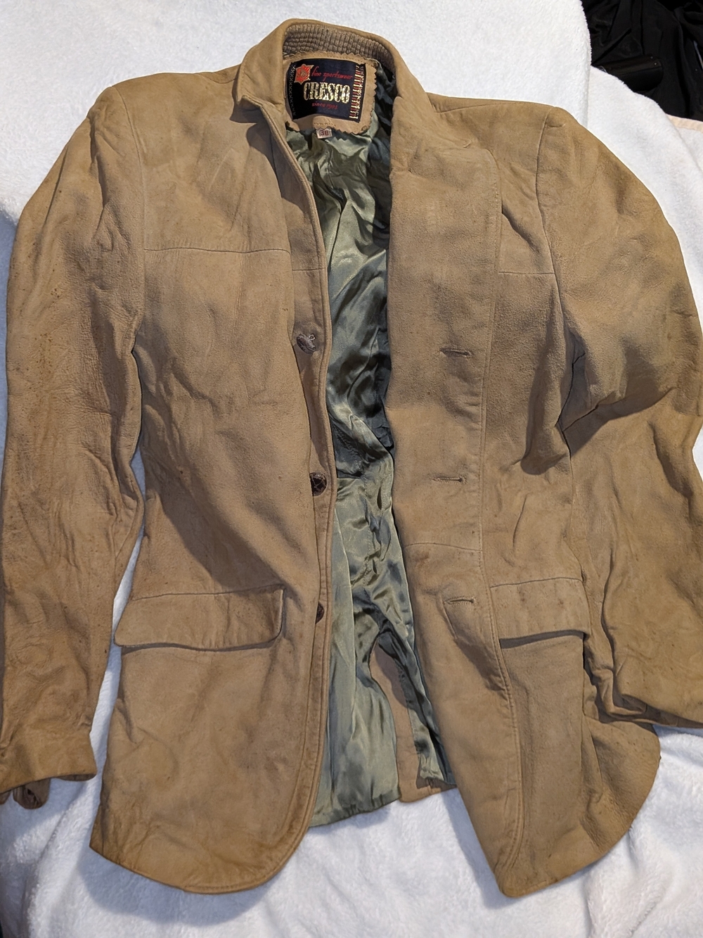 Men’s Lightweight Suede Shirt Jacket in Tan